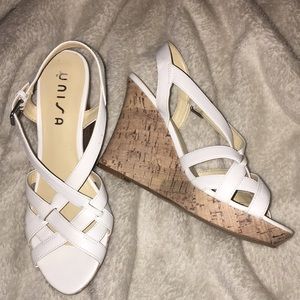 Unisa White Wedge Sandals 7.5M